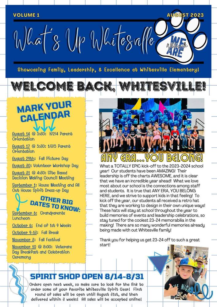 August What's Up Whitesville Whitesville Elementary School